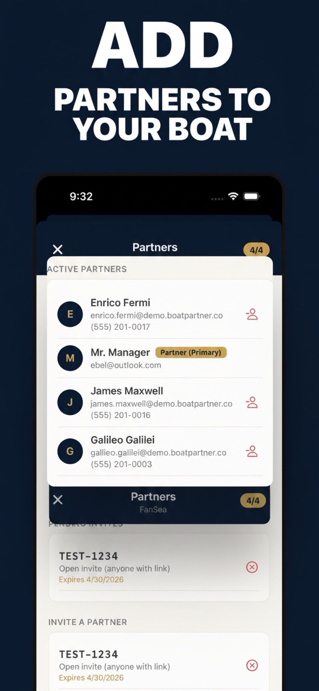 Boat Partner partners list showing 4/4 active partners